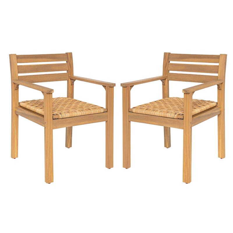 Christopher Knight Home - Rustic Outdoor Acacia Wood Dining Armchair Set (Set of 2)