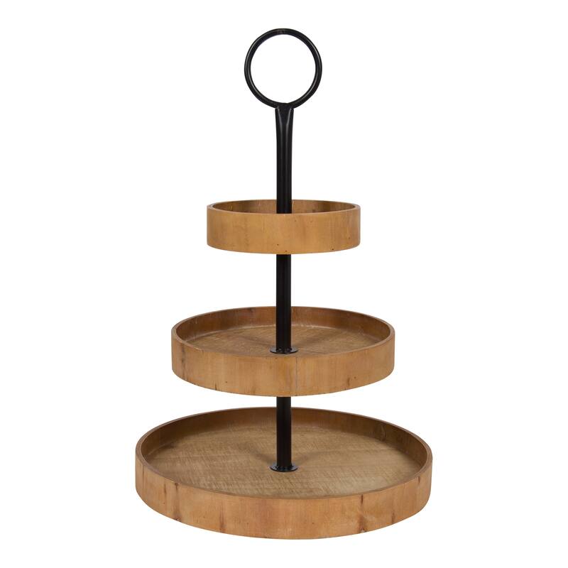 Kate and Laurel Woodmont 3 Tiered Wood Tray - 3 Tier