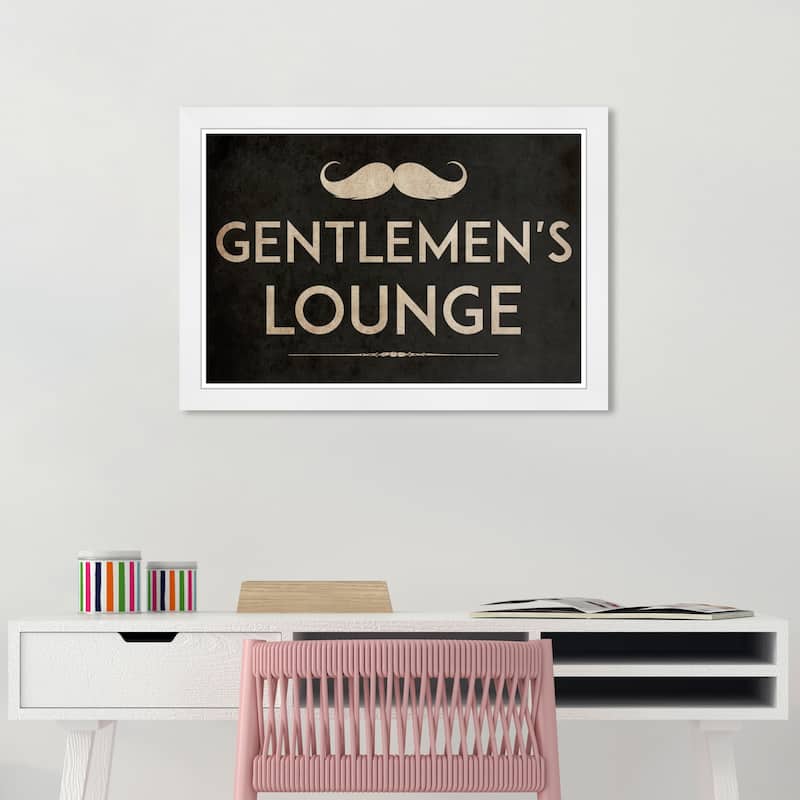 Gentlemen's Lounge TJX Modern Gold Framed Wall Art Print for Man Cave