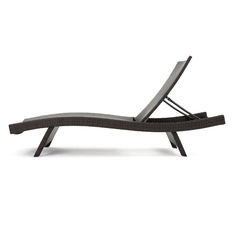 Toscana Outdoor Brown Wicker Adjustable Chaise Lounge with Cushion by Christopher Knight Home
