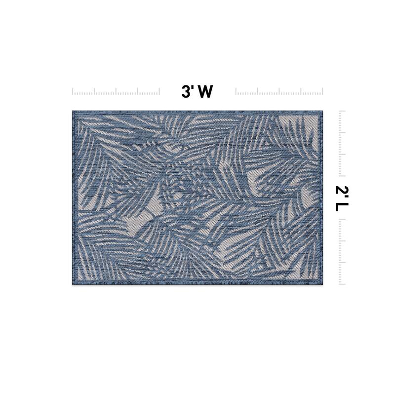 World Rug Gallery Contemporary Palm Leaf Textured Flat Weave Indoor/Outdoor Area Rug