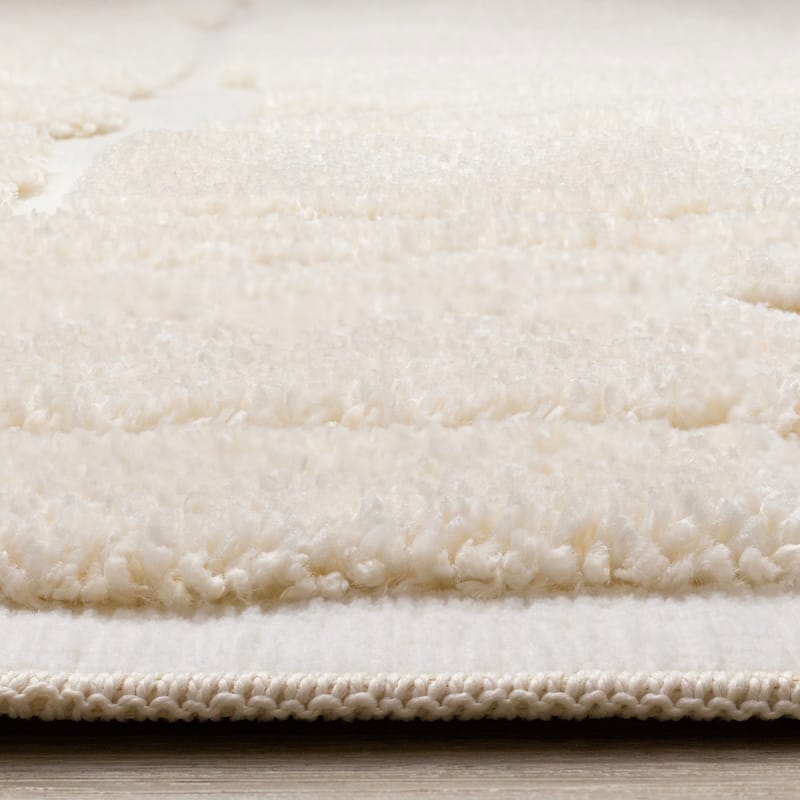 Cream White Stones Super-Soft High-Low Textured Rug