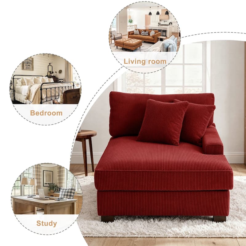Corduroy Chaise Lounge Chair Upholstered Indoor Lounger Sofa