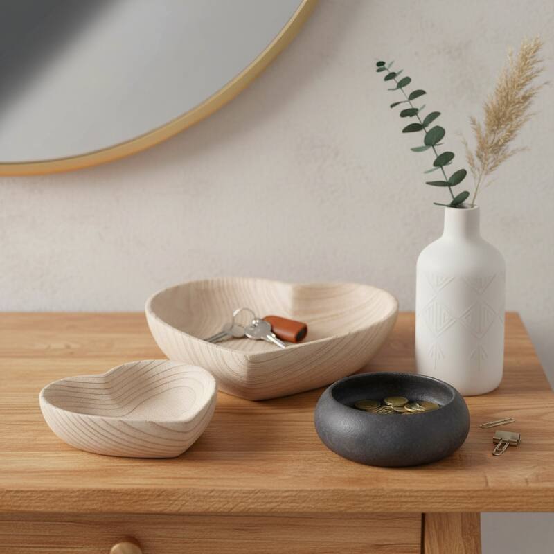 Sagebrook Home Handcrafted Paulownia Wood Decorative Bowls, Heart-Shaped Nesting Design, Set of 2 - 10" x 10" x 3" - Brown - 10.0"