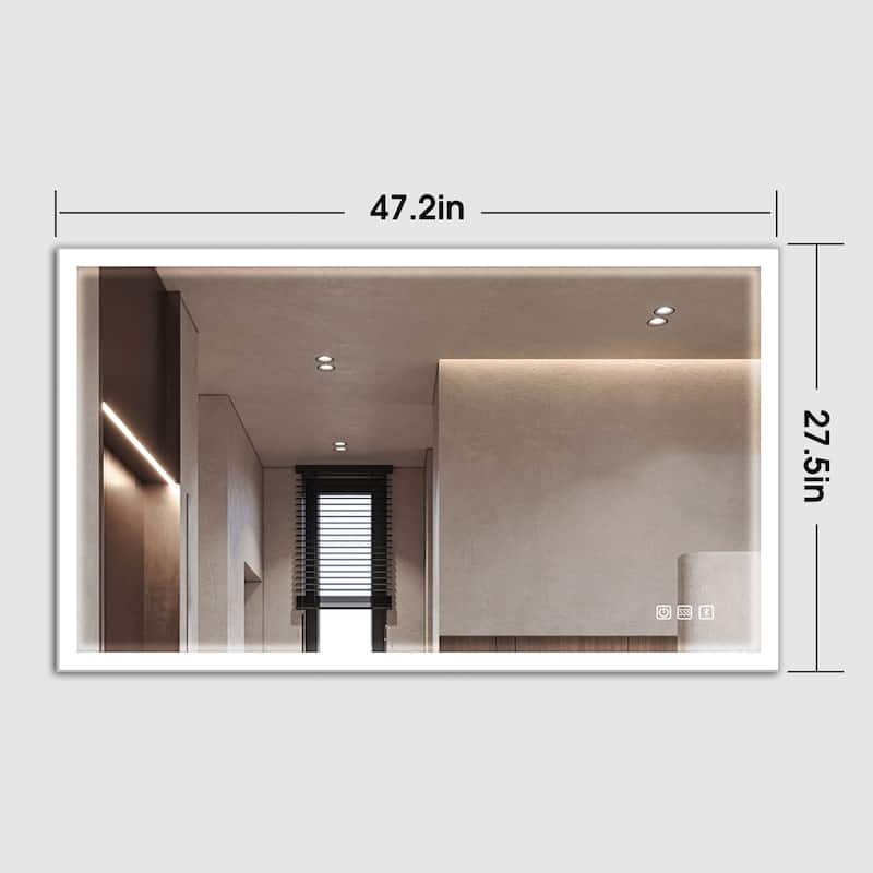 Rectangular Framed Anti-Fog Wall Mounted LED Bathroom Vanity Mirror