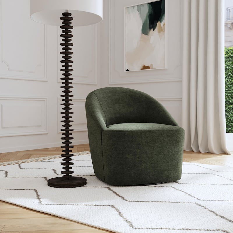 Leon Upholstered Barrel Accent Swivel Chair Hunter Green - Hunter Green