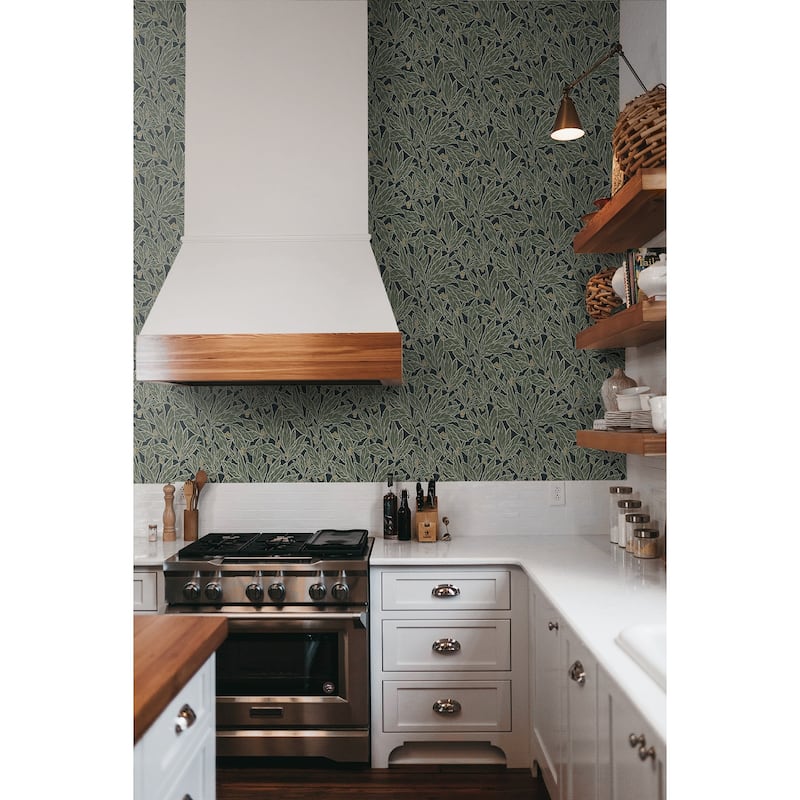Seabrook Designs Leaf and Berry Nonwoven Unpasted Wallpaper