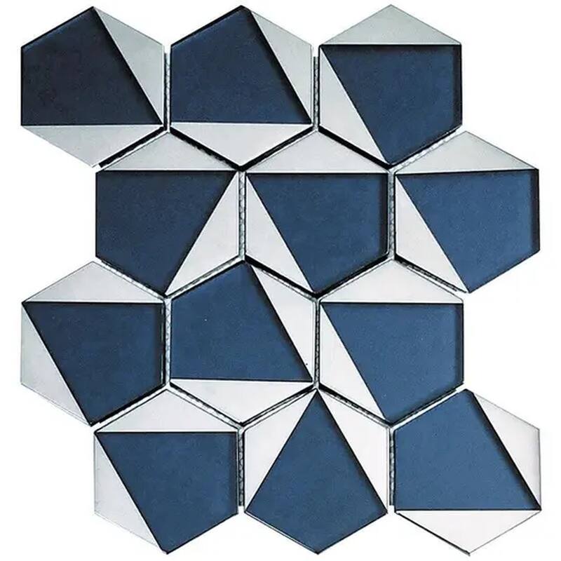 Mirari 9x11 in. Glossy Glass 3D Trapezoid Mosaic Wall Tile (3.28 sq ft/case, 5-Pack)
