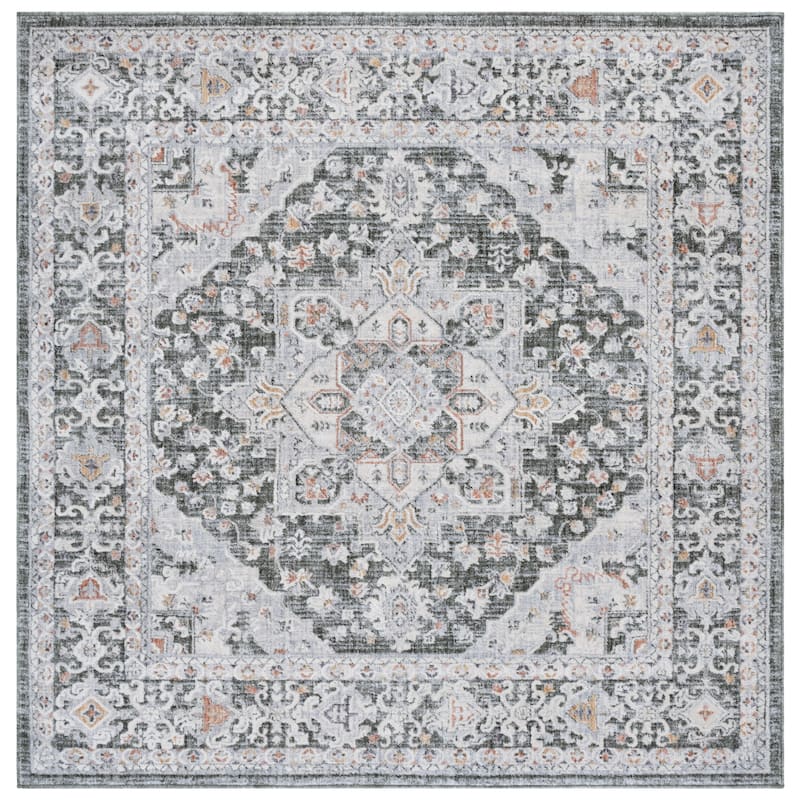 SAFAVIEH Scarlett Sorne Transitional Rug - 6'7" Square - Green/Ivory Rust