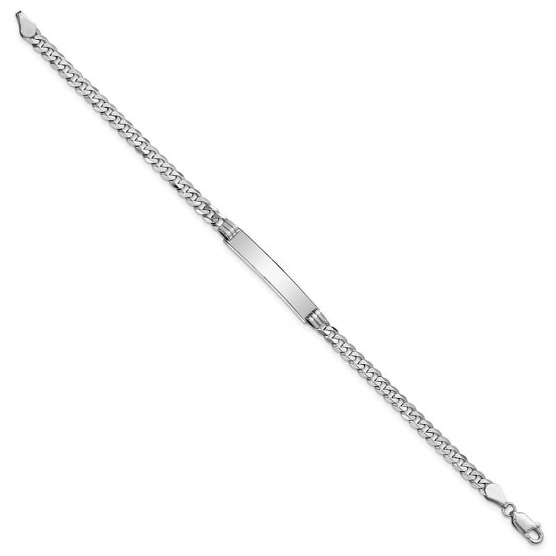 Curata 5mm 14k White Gold Engravable Flat Curb Link ID Bracelet