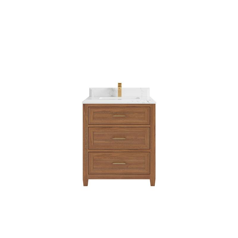 Willow Collections 30 in. W x 22 in. D Santa Monica Teak Single Sink Bathroom Vanity with Countertop