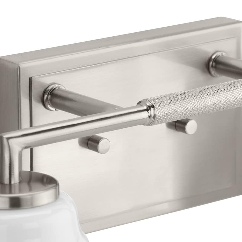 Spenser Collection Four-Light Brushed Nickel Industrial Vanity Light - 32.87 in x 5.5 in x 7.62 in