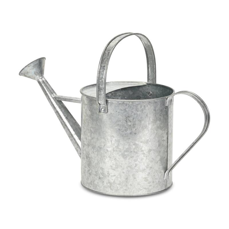 HomeRoots 9" Gray Galvanized Metal Decorative Watering Can - 17.00 in. x 9.25 in. x 8.00 in.