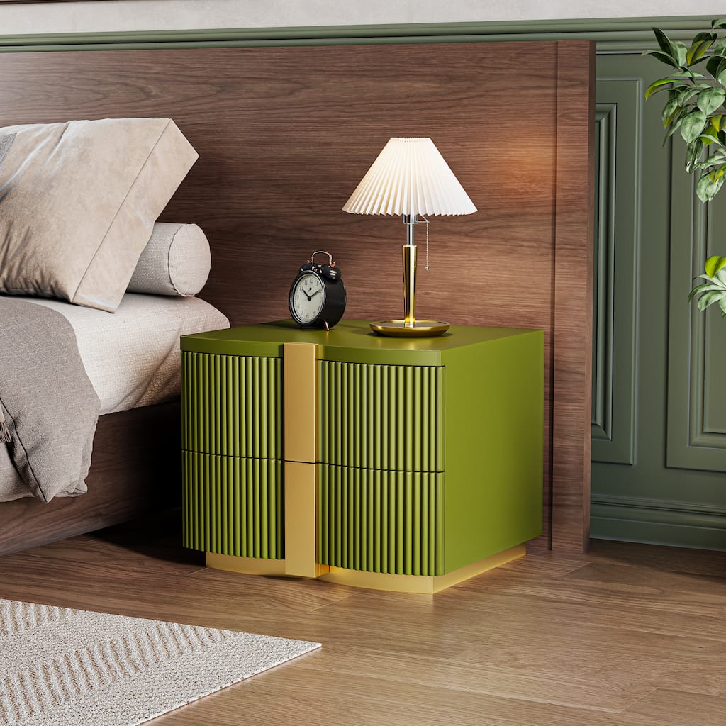 Christopher Knight Home - Lunera Modern Storage Nightstand with Fluted Design and Heavy Duty Base