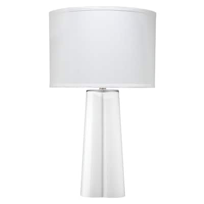 Table Lamp with Glass Body and Fabric Drum Shade, White - Bed Bath ...