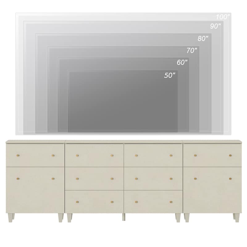 3-in-1 TV Stand Cabinets with Doors and Drawers for 100 Inches TVs