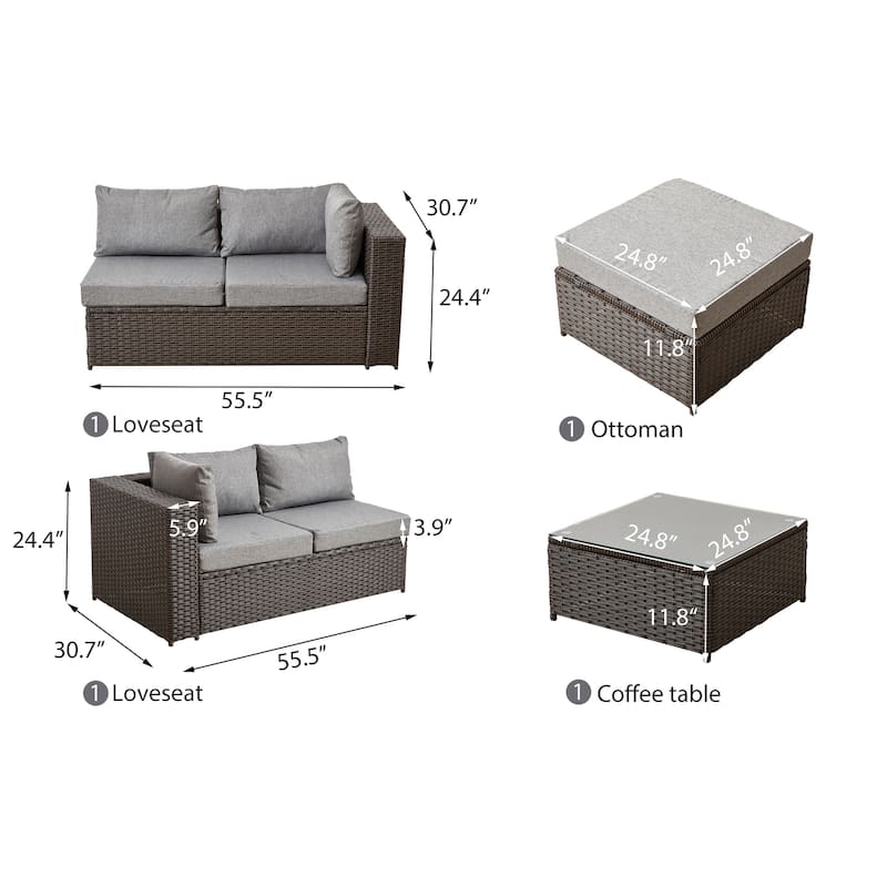 Wicker/Rattan 5 - Person Seating Group with Cushions
