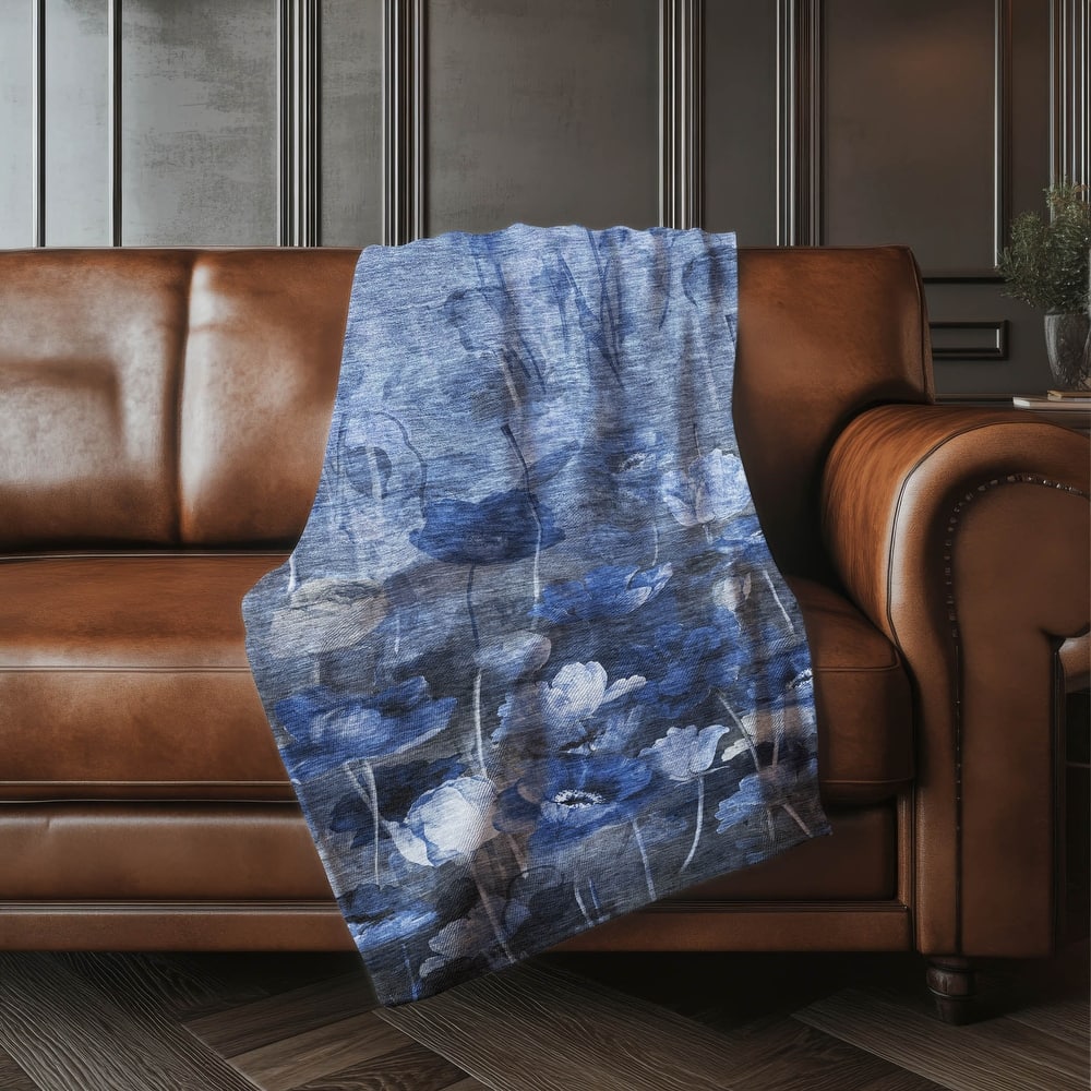 Premium Machine Washable Modern Floral Sherpa Throw Blanket