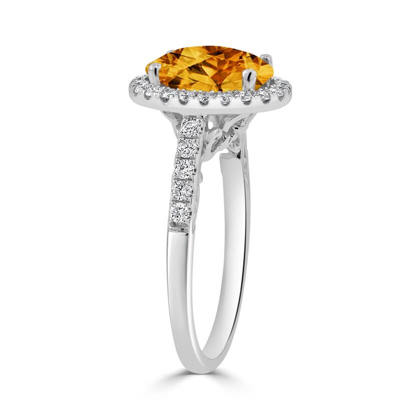 Auriya 3ct Oval Citrine and Halo Diamond Engagement Ring 3/8ctw 14k Gold