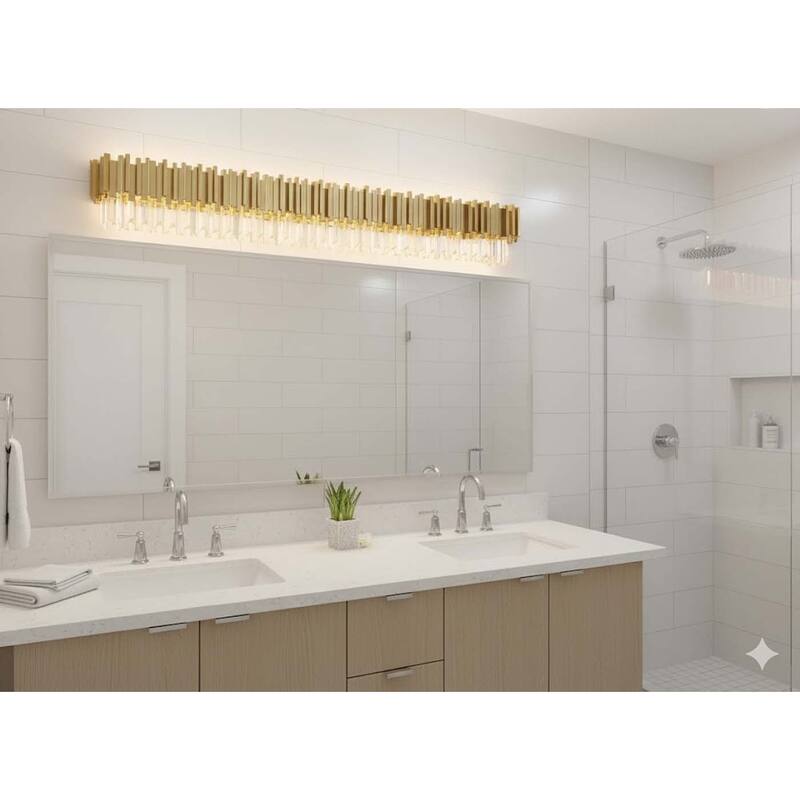 8 Light Gold Stainless Steel Wall Sconce with Crystal Accents