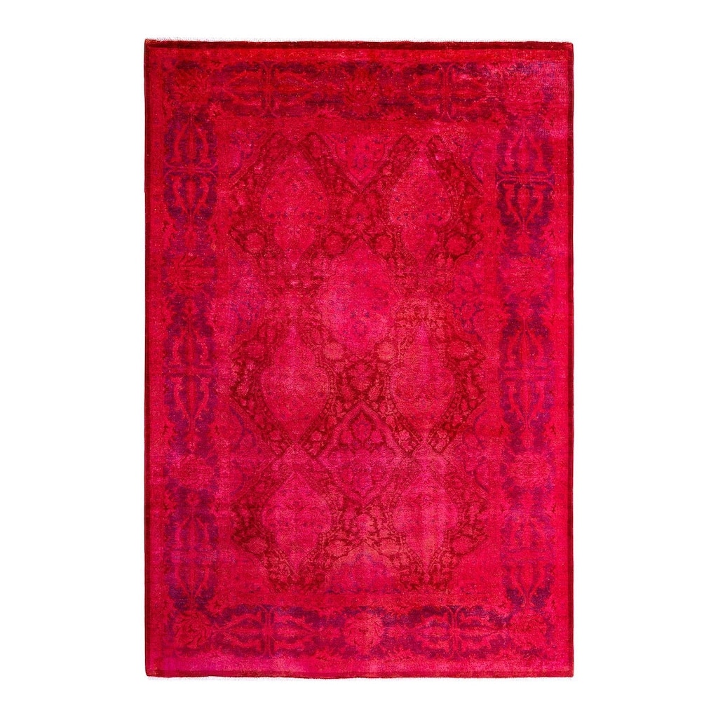 Overdyed, One-of-a-Kind Hand-Knotted Area Rug - Orange - 5' 10" x 8' 5"