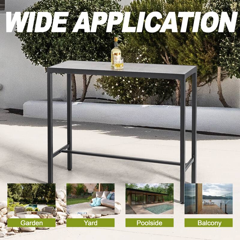 Patio 3-Piece Textilene Bar Set with High Backrest, Black and Gray