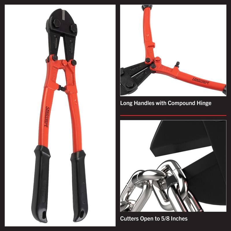 Bolt Cutter - Drop Forged Hardened Alloy Steel Cutter with Ergonomic Grips - Cuts Chains, Wires, Bolts, Locks by Stalwart