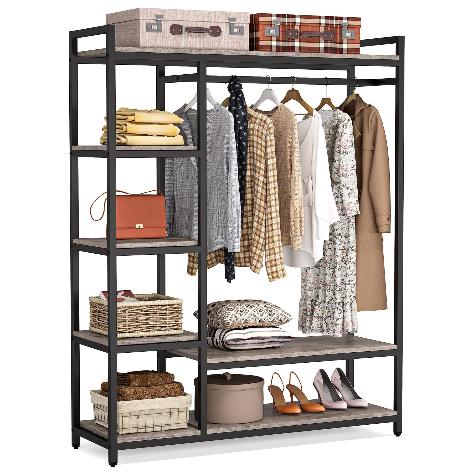 Buy Tribesigns Free-standing Closet Organizer, Heavy Duty Clothes Closet,  Portable Garment Rack with 6 Shelves by Tribesigns Furniture on Dot & Bo