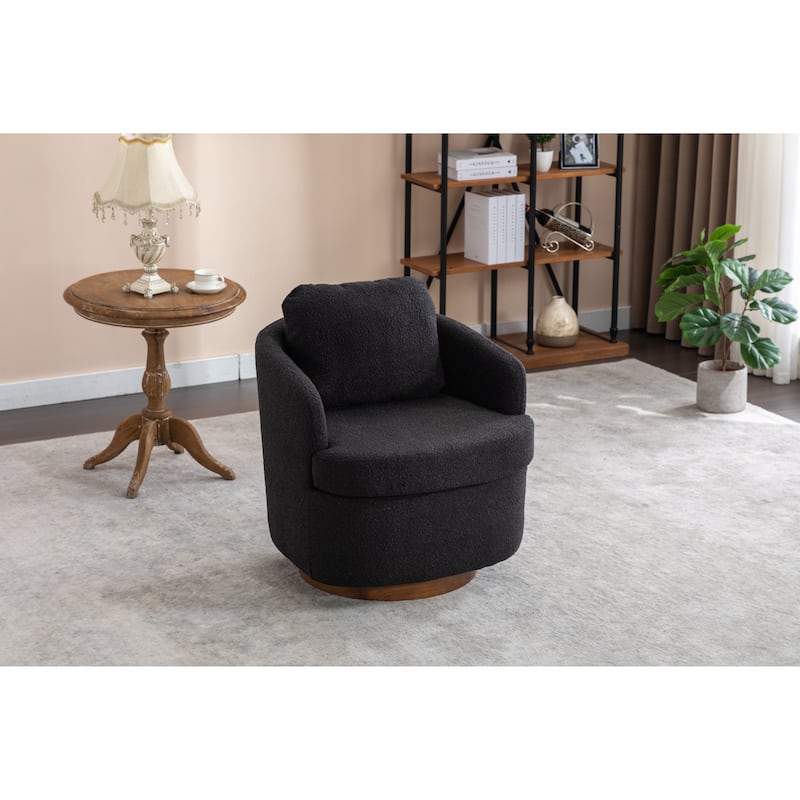 30.3" Swivel Accent Chair with Wood Base