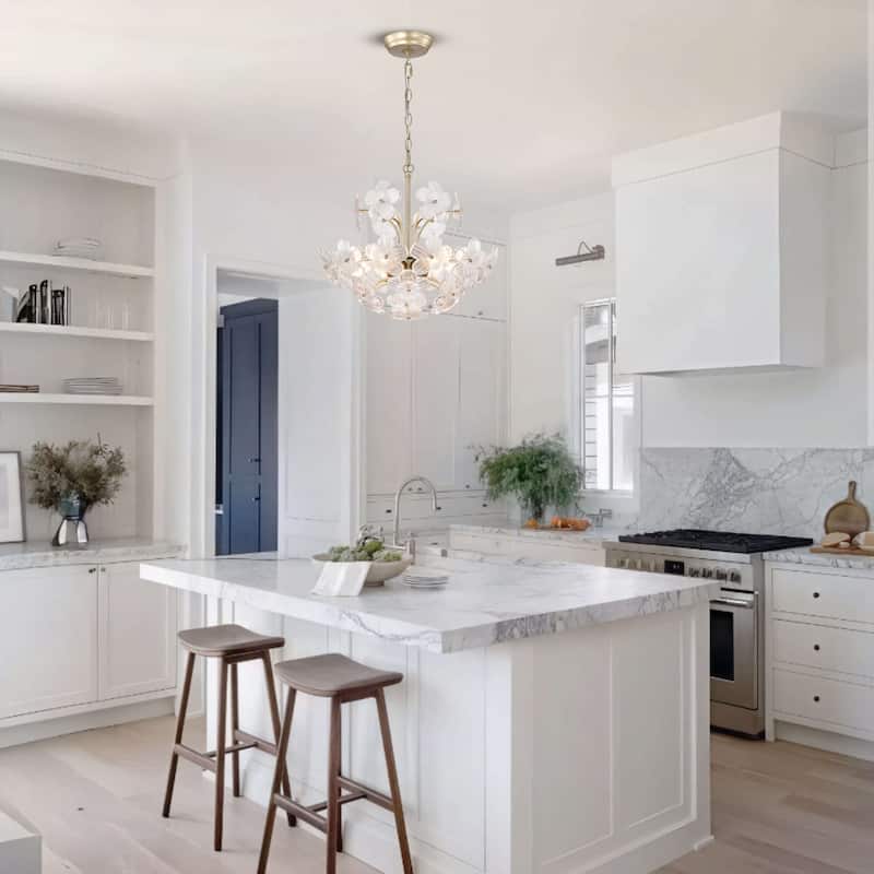 Rosa Modern 6-Light 17.7" Glam Clear Glass Flower Chandelier