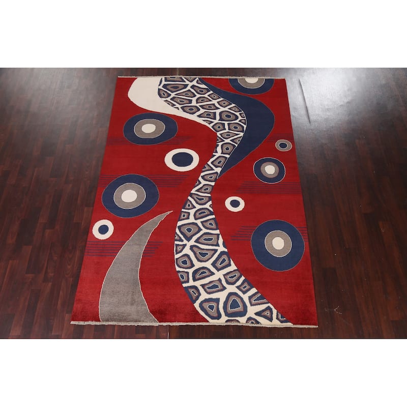 Geometric Modern Gabbeh Kashkoli Oriental Area Rug Wool Hand-knotted - 6'1" x 8'11"