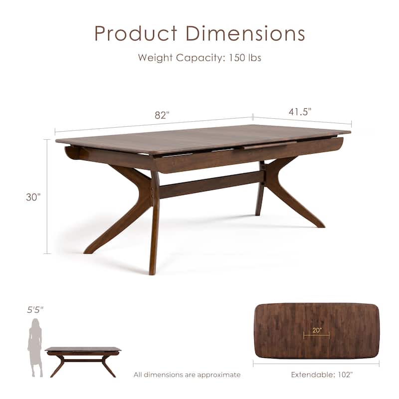 Furniture of America Abigail IV Mid-Century Modern Walnut Extendable Self-Storing Dining Table