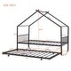 preview thumbnail 43 of 62, Twin/Full Size Metal Platform Bed Frame with Twin Size Trundle, Kids House Bed with Headboard and Footboard
