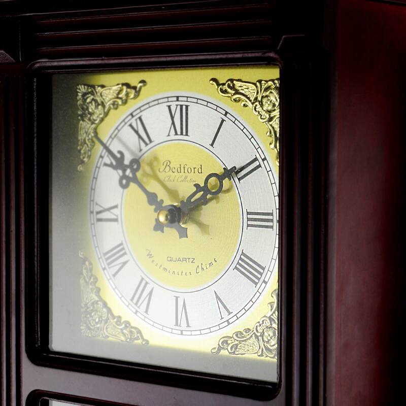 Bedford Clock Collection Decorative Wall Clock with Pendulum in Cherry