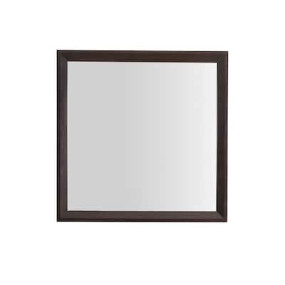 Wooden Framed Square Dresser Wall Mirror - 36" - Brown