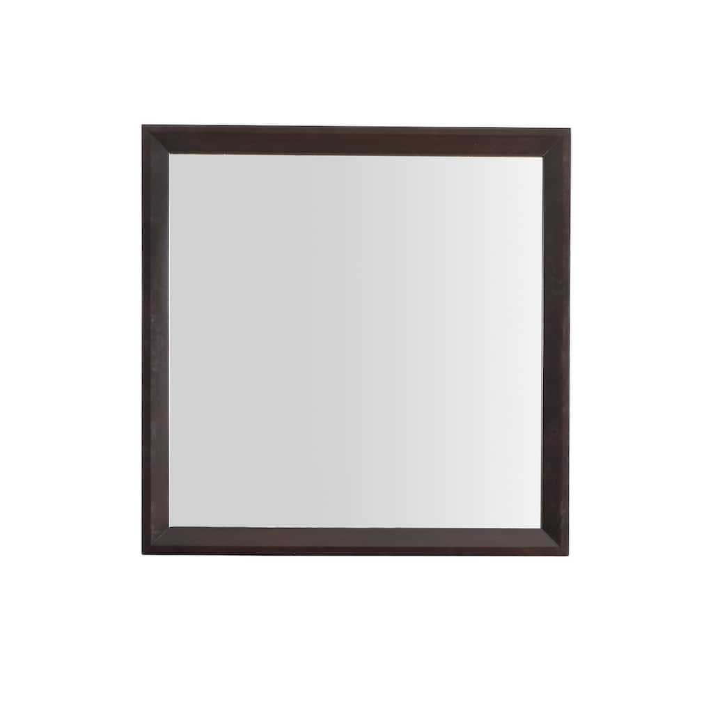 Wooden Framed Square Dresser Wall Mirror - 36" - Brown