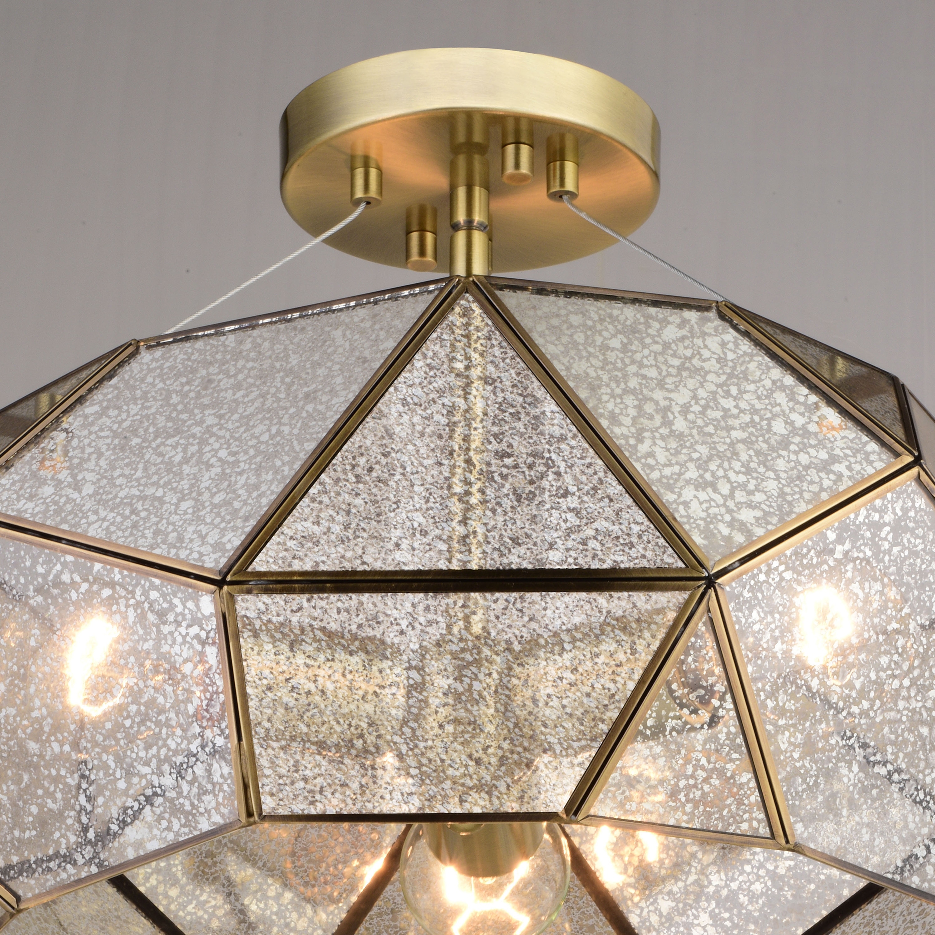 Gold Aged Brass Geometric Semi Flush Mount Light