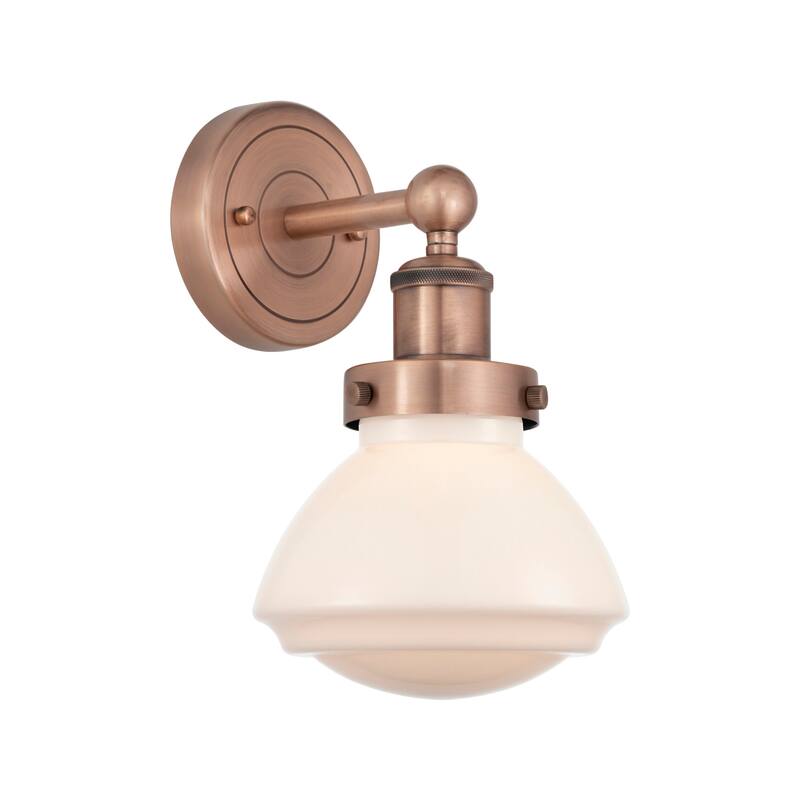 Innovations Lighting 616-1W-10-7 Olean Sconce Olean 10" Tall Wall - Antique Copper / Matte White