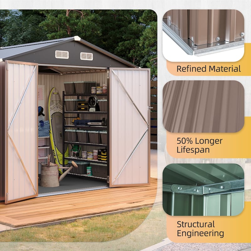 AOXUN Outdoor Storage Shed with Lockable Doors and Air Vents for Garden