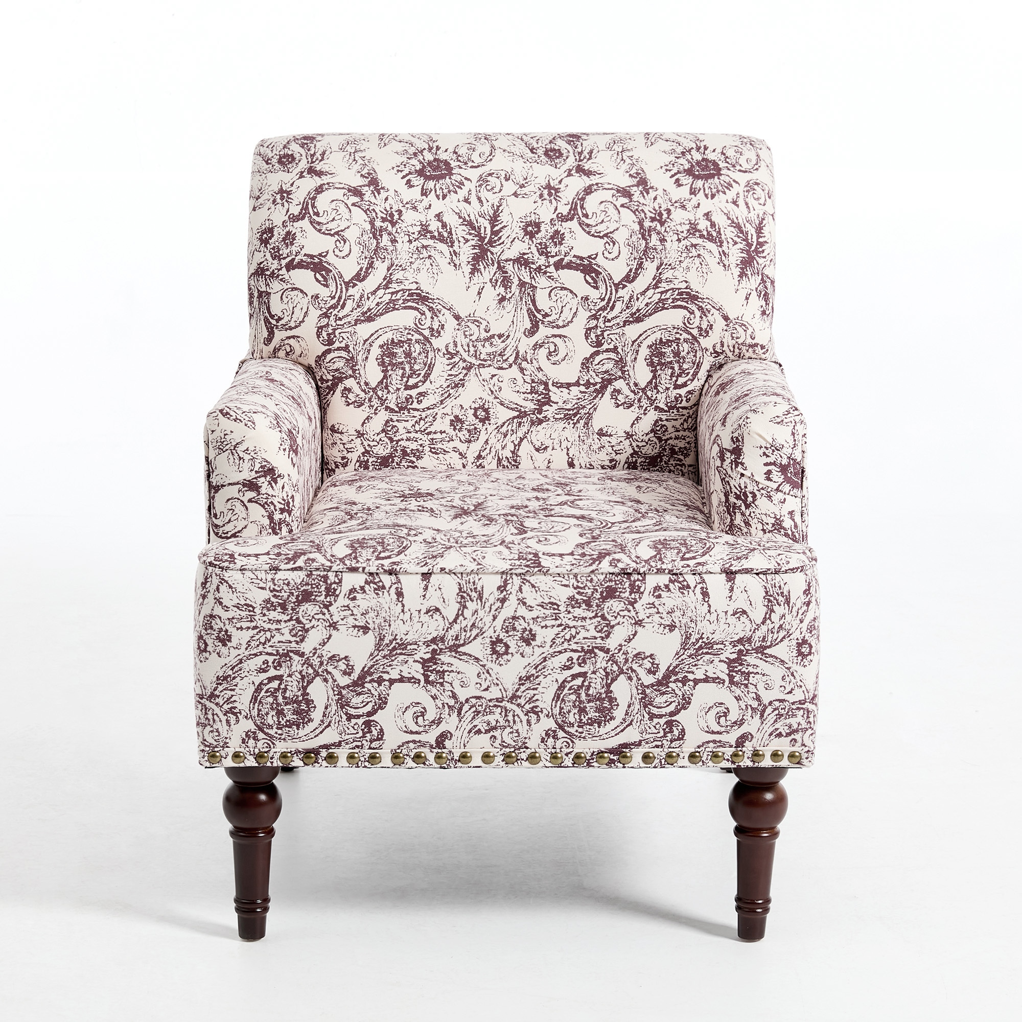 2 Set Upholstered Accent Chairs Nailhead Trim Armchairs