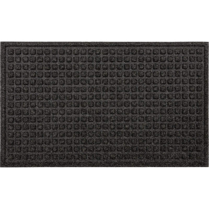 Mohawk Home Waffle Grid Impression Indoor/Outdoor Recycled Rubber All Weather Utility Doormat - 18" x 30" - Waffle Grid Impression Onyx