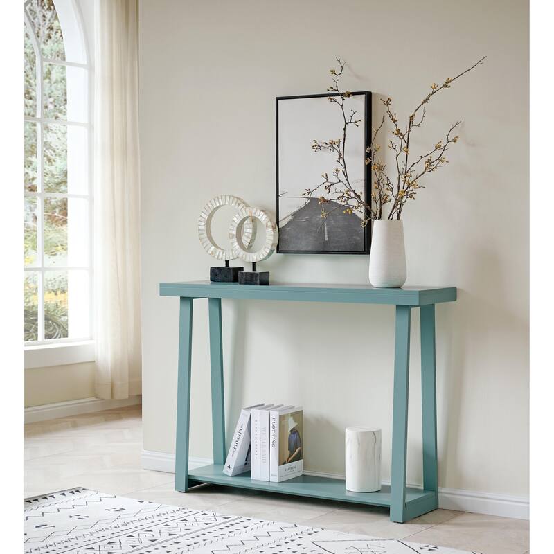 Emma Collection Wood 36" Modern Console Table with Shelf - Teal