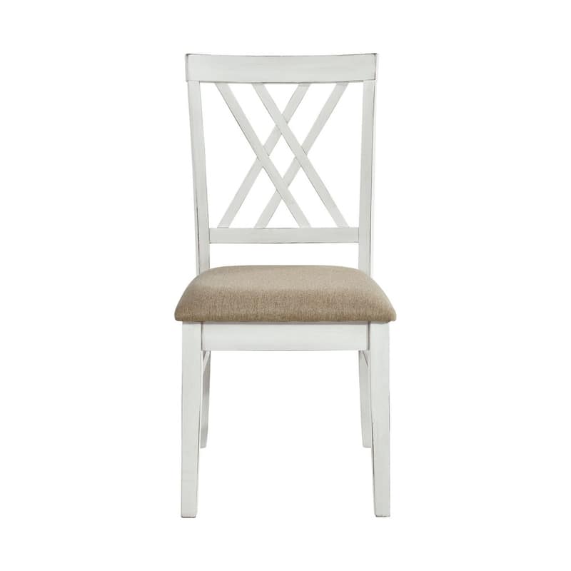 White/Brown Fabric Upholstered Wood Frame Dining Chair, Set of 2, Sturdy Dining Chair for Dining Rooms - 19