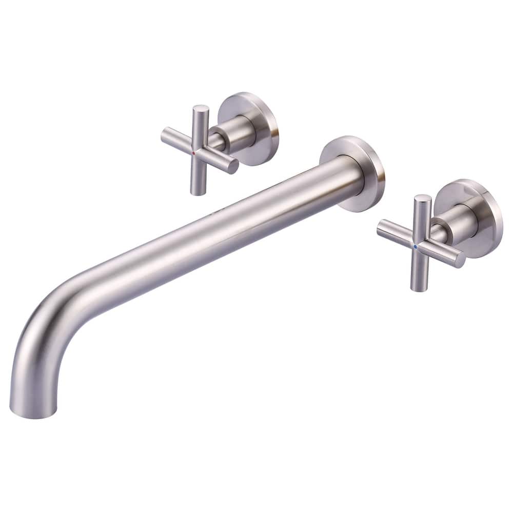 WOWOW Modern Cross-Style Dual-Handle Wall-Mounted Bathtub Faucet