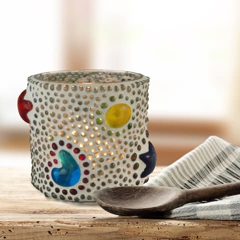 Springdale 3 H Bead Star 6-Piece Mosaic Art Glass Candle Votive
