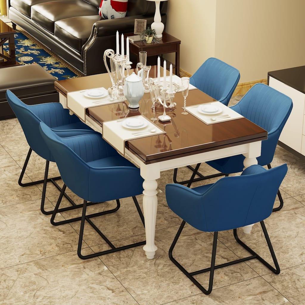 Dining Chairs Set of 2 Velvet Accent Chairs with Curved Back