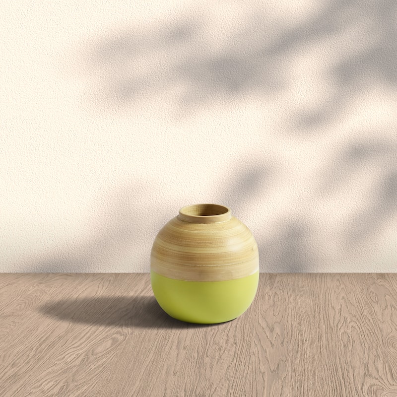 Tropics Bamboo Vase - Green - 5 Inches