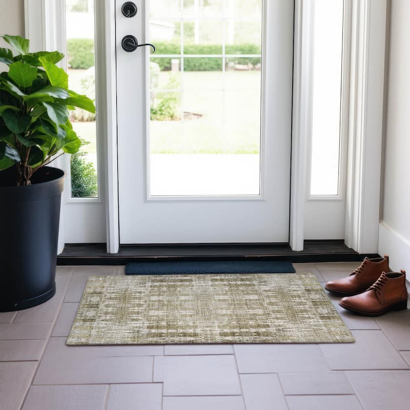 Machine Washable Indoor/ Outdoor Chantille Moroccan Boho Rug - Beige - 1'8" x 2'6"