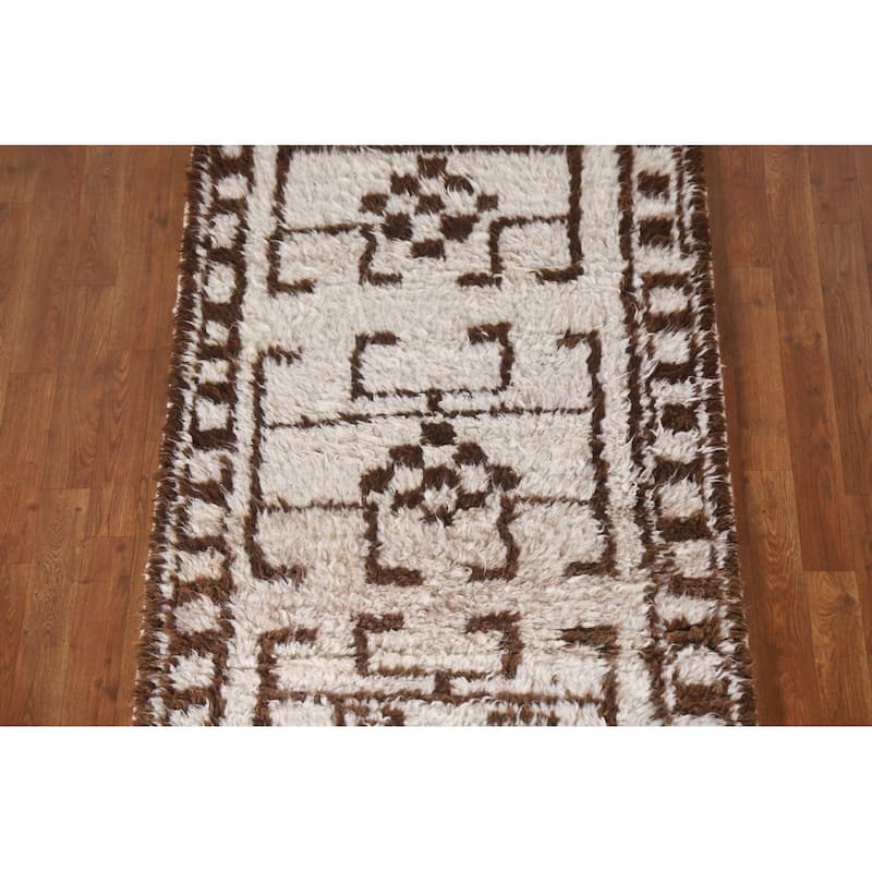 Plush Turkish Anatolian Beige Runner Rug Hand-knotted Wool Carpet - 3'2"x 10'6"