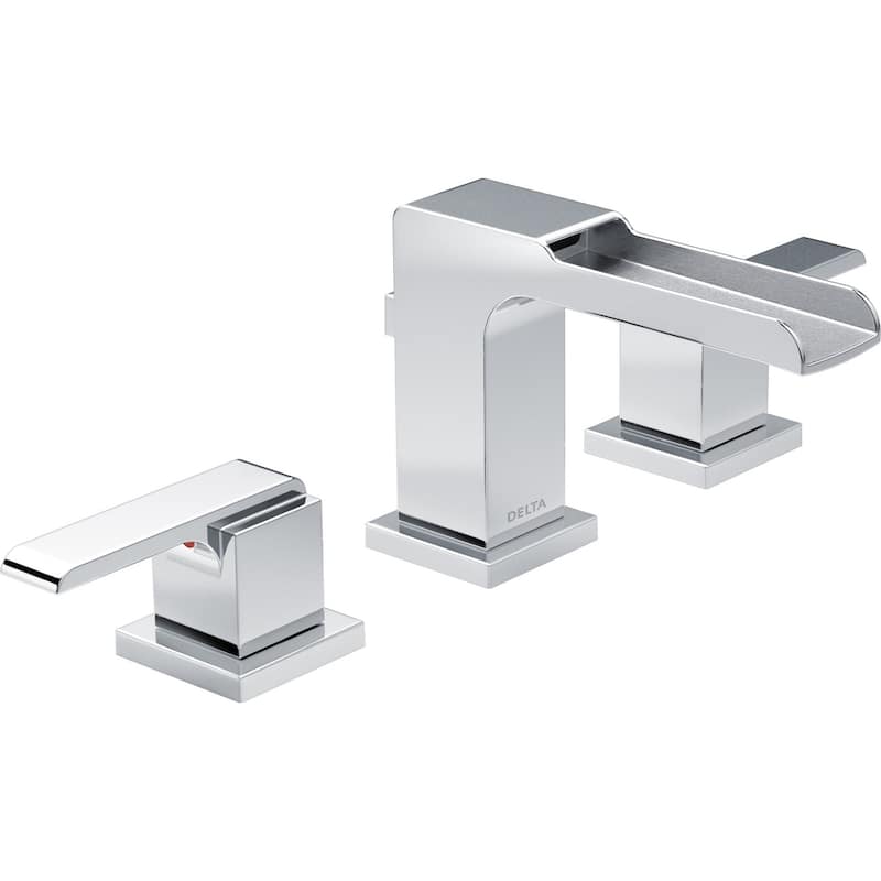 Delta Ara 1.2 GPM Widespread Waterfall Bathroom Faucet - Includes - Chrome